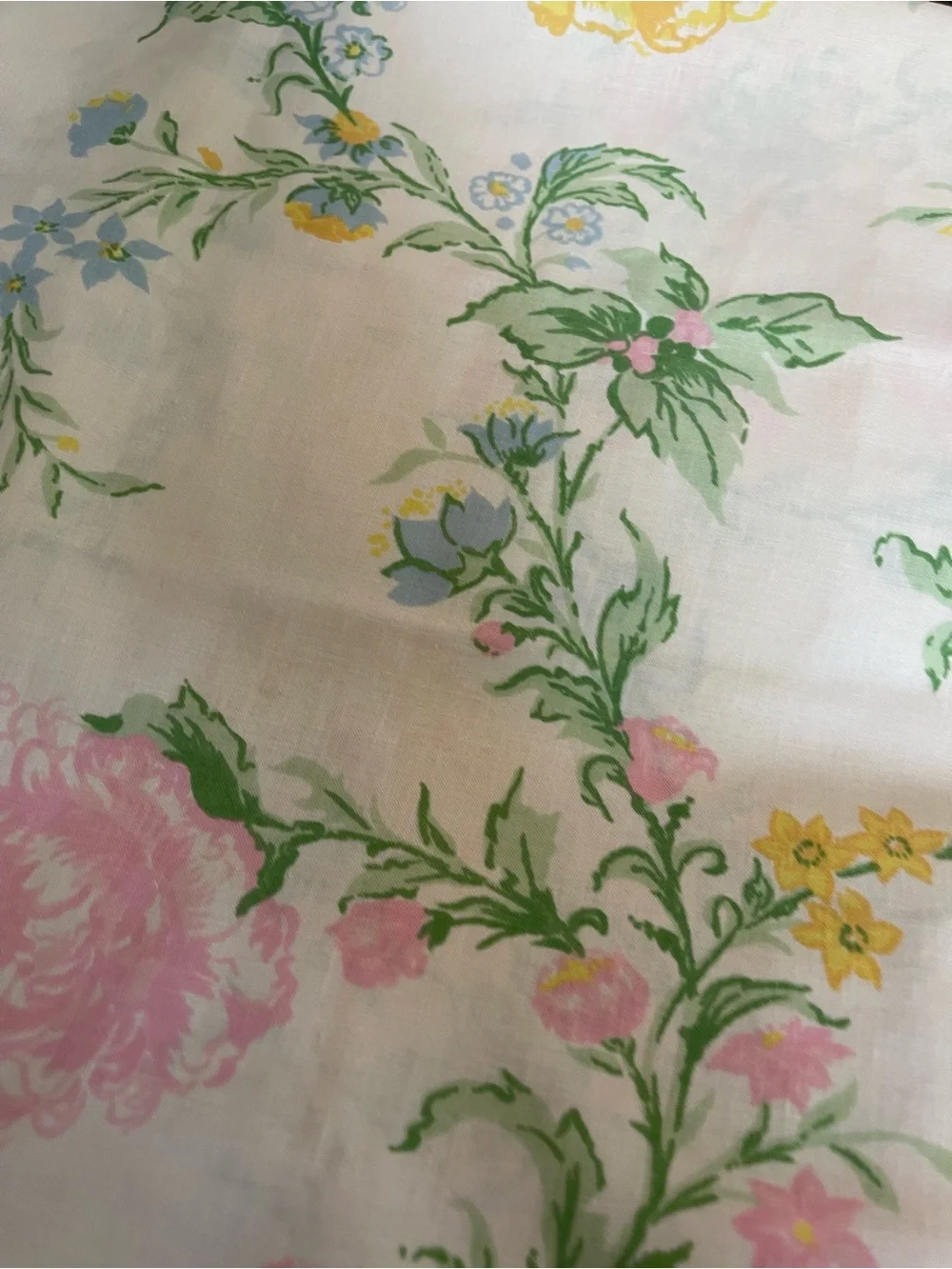 Floral Pastel Cotton Fabric pillowcase- Pink, Yellow & Green 42x36